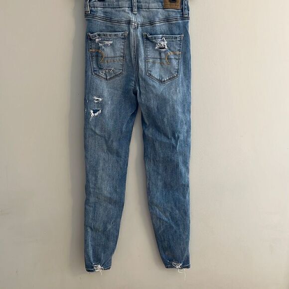 American Eagle Curvy Hi-Rise Jegging Next Level Stretch Jeans Destroyed, 00 Shor - Picture 6 of 12
